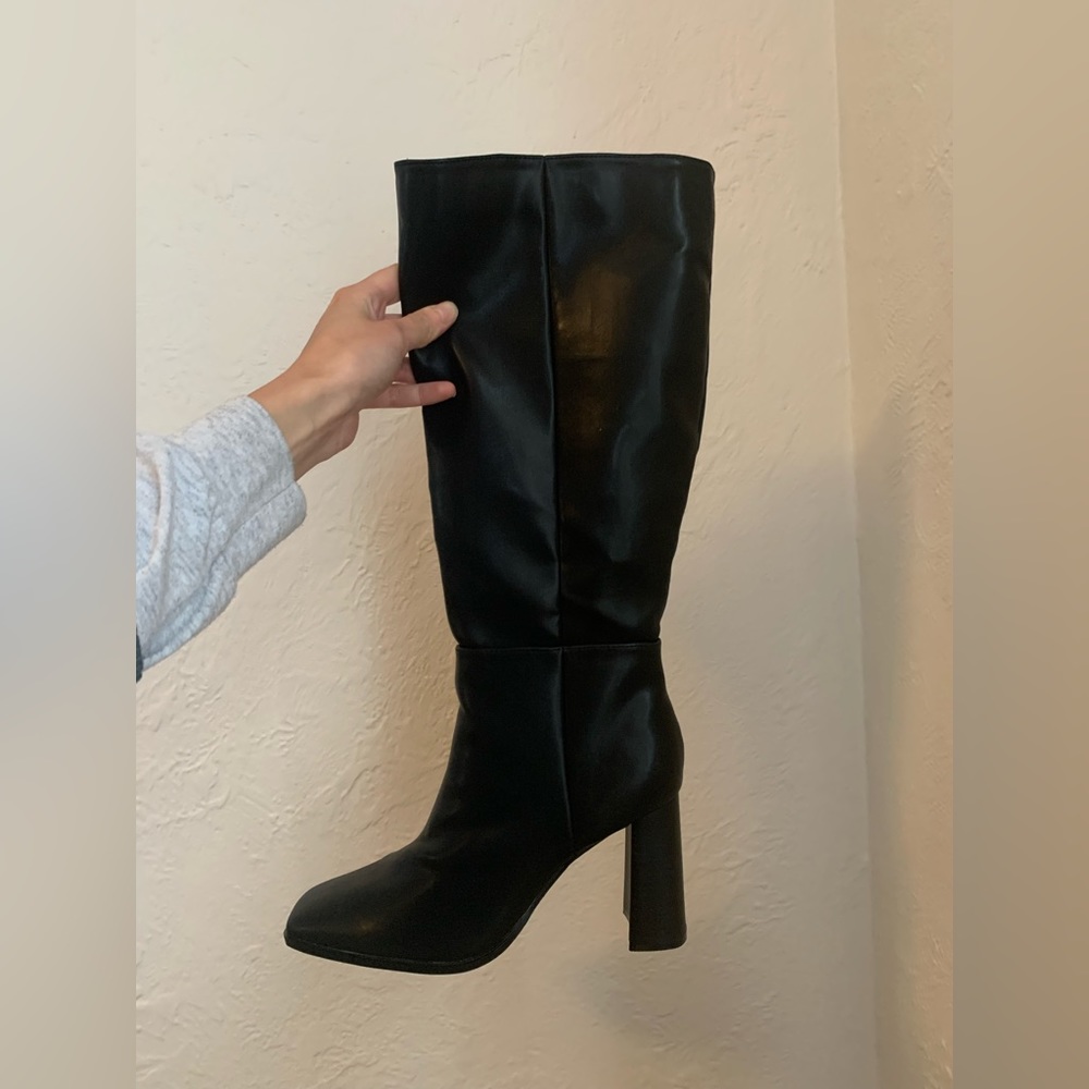 Lulu’s square toe knee-high boots